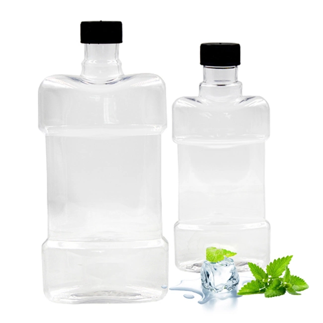 Factory Transparent Plastic Packaging Food Grade Pet Mouthwash Bottle with Cap