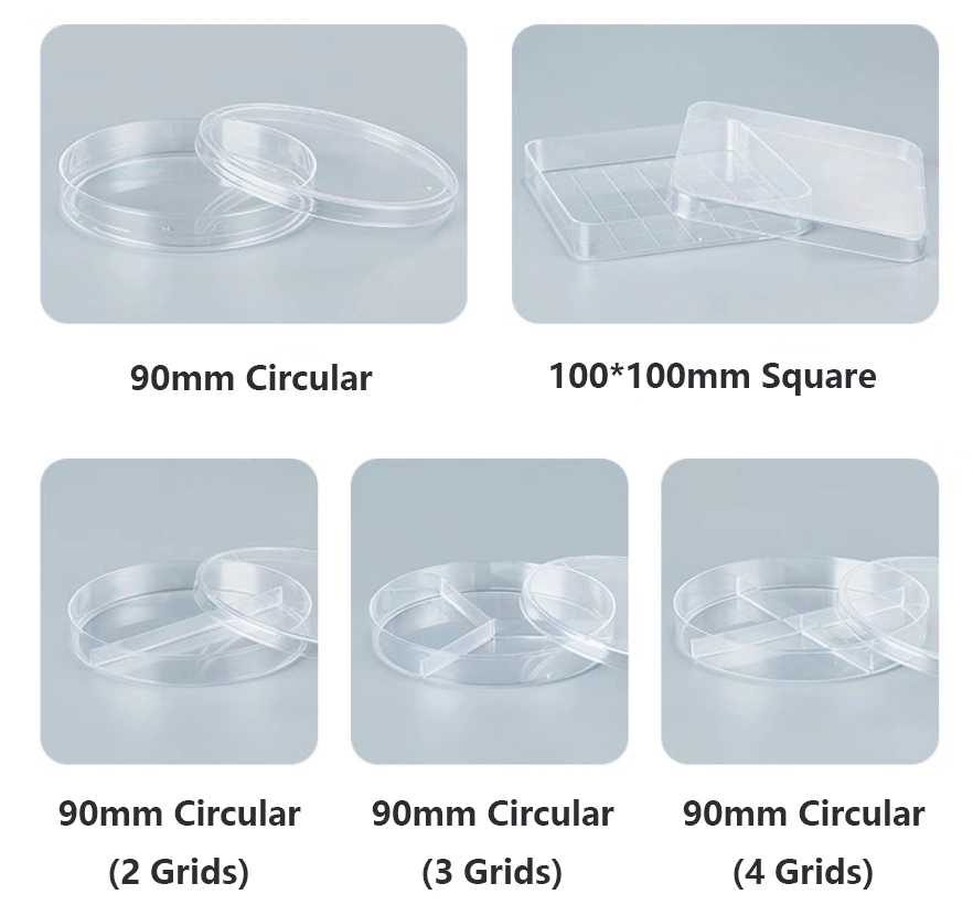 60mm-90mm Sterile Borosilicate Polypropylene Plastic Glass Disposable Petri Dishes